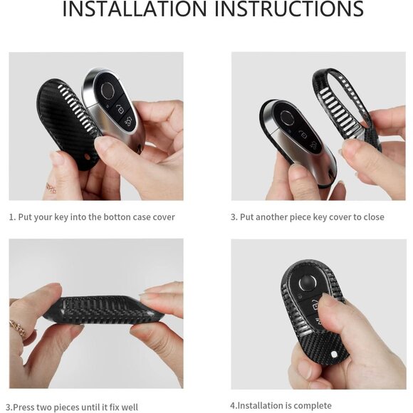 Mercedes-Benz Carbon Fiber Key Fob Cover Fits S, C, G, EQS, EQE 2020-2024 Models - Picture 6 of 7